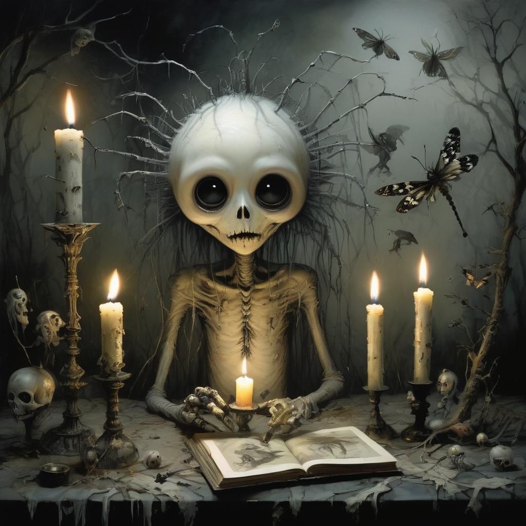 Intricate Masterpiece of Ink and Candlelight