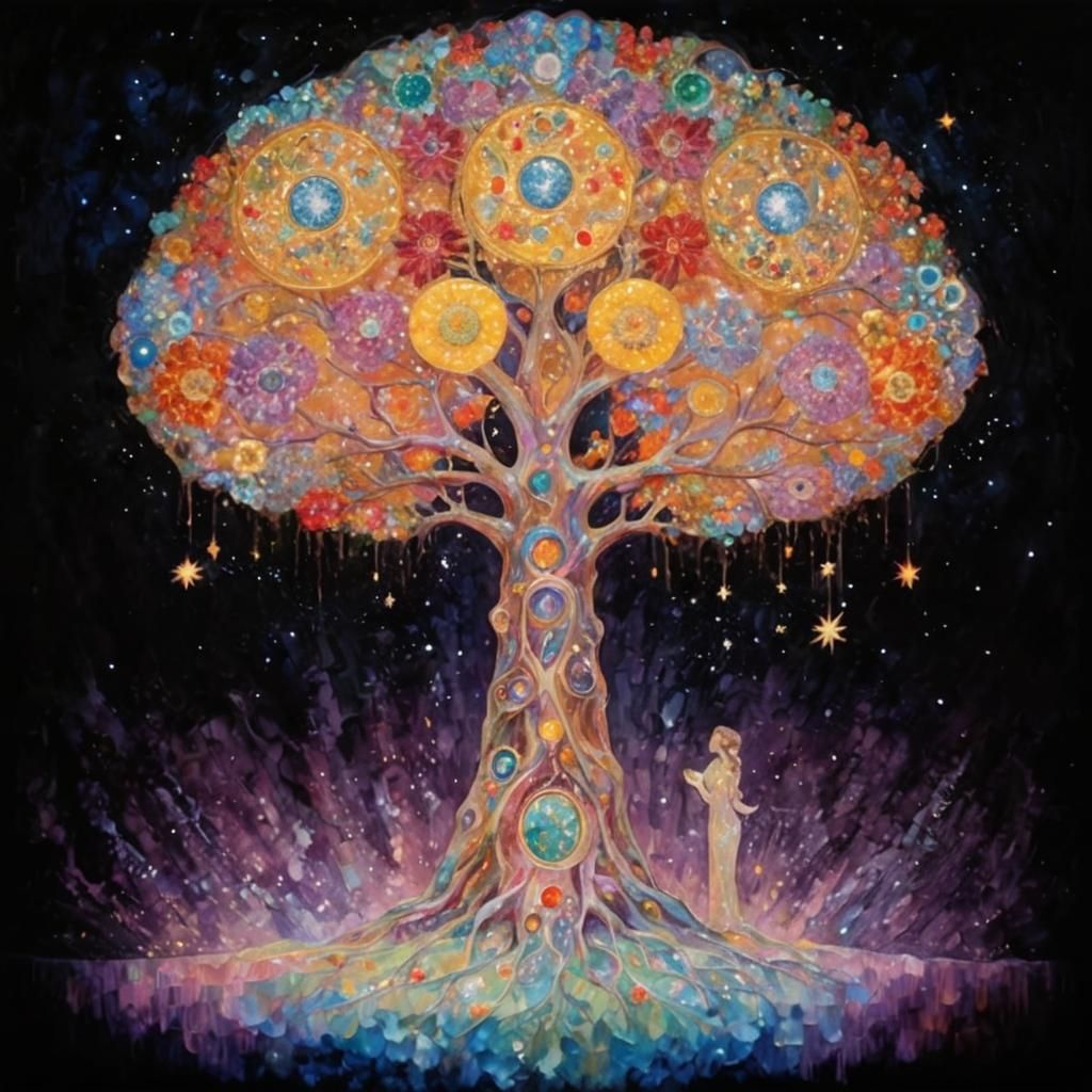 Ethereal Cosmic Tree of Life in Neo-Expressionist Style