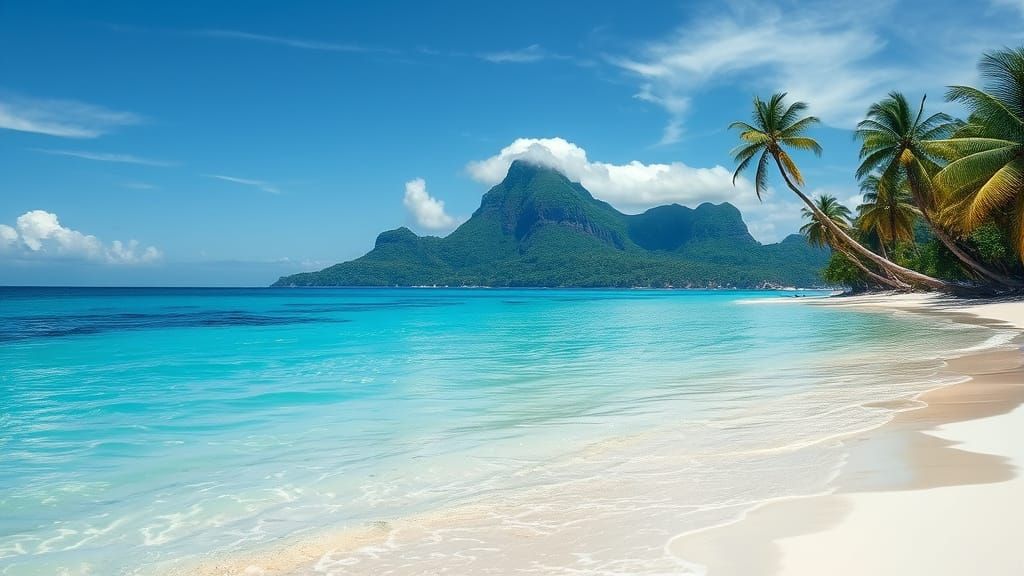 Hyperrealistic Tropical Beach in Romantic Style