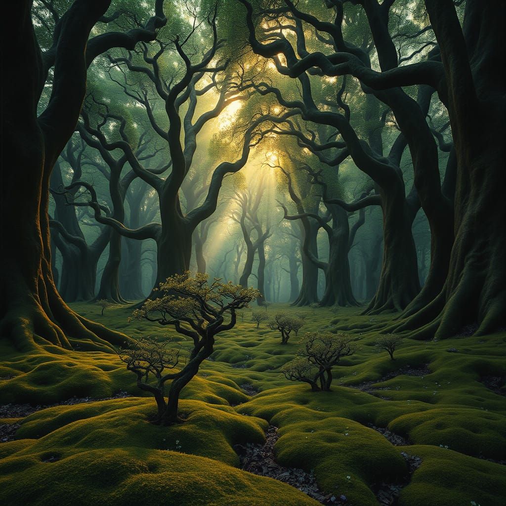 Mystical Forest in Emerald Hues