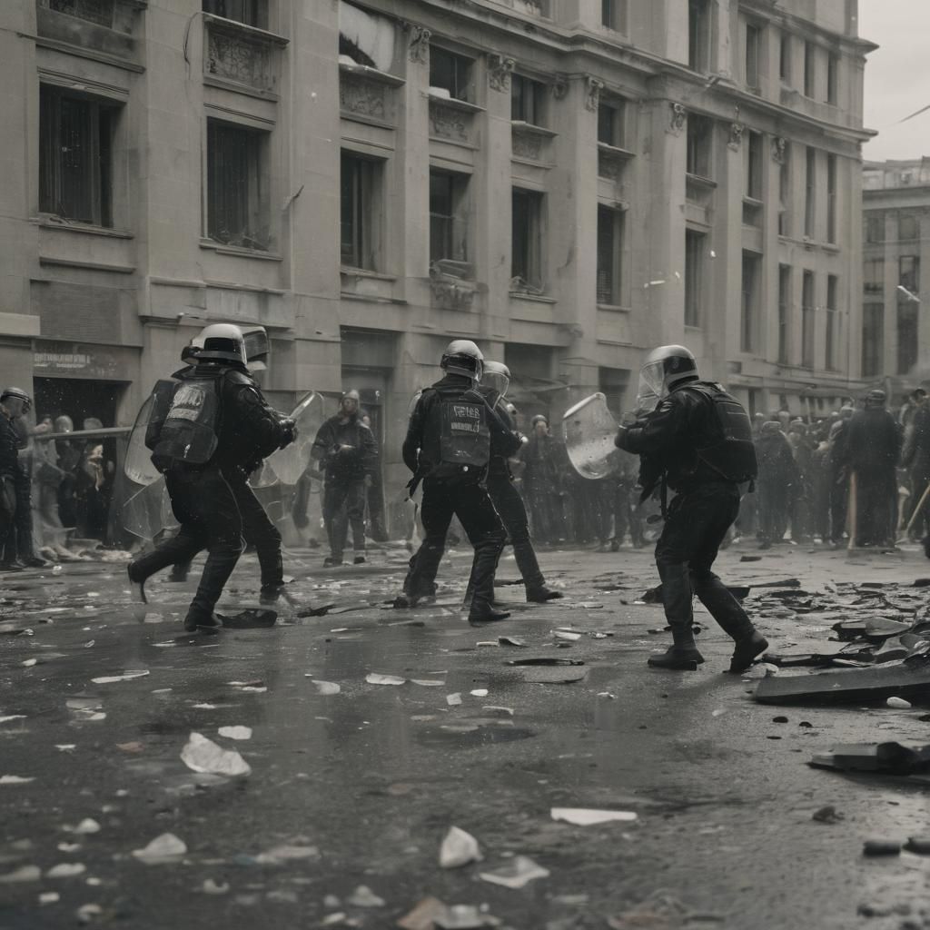 Turbulent Streets in a Gritty, Film Noir-Inspired Government...