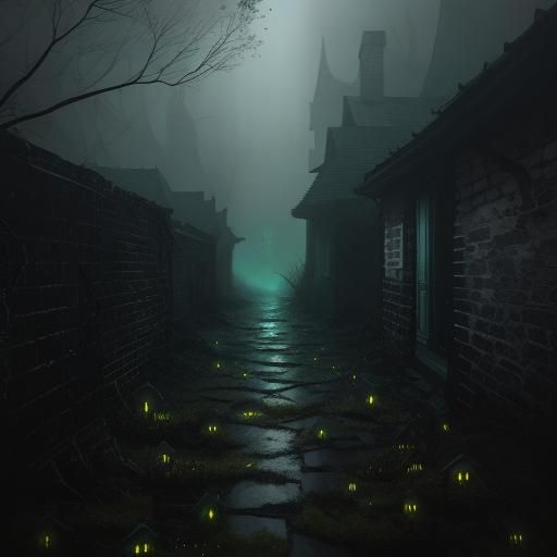 Ethereal Mold Growth in Abandoned Stone Alleyway