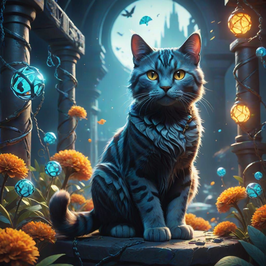 Fantastical Cat DNA Day Matte Painting