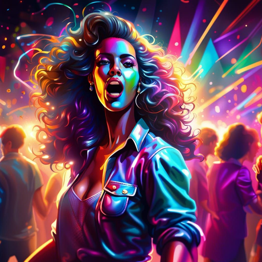Vibrant Disco Dancer in a 1980's Nightclub