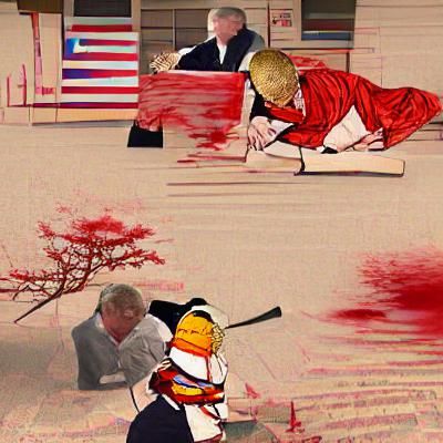 Samurai Donald Trump in Mid-Seppuku Gesture