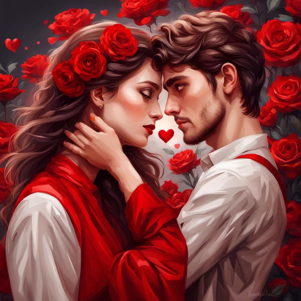 Romantic Digital Art of Love-struck Youth