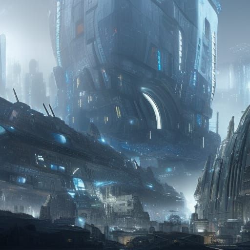 Epic Futuristic Cityscape Rises Above a Wasteland in Maximal...