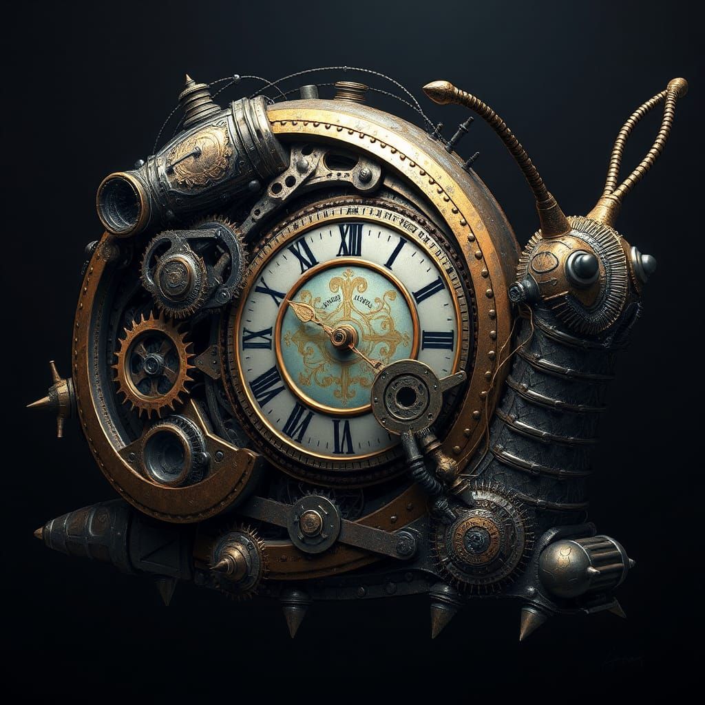 Steampunk Clockwork Snail with Intricate Gears