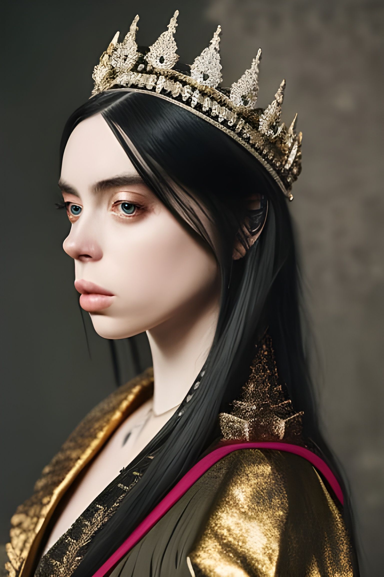 Billie Eilish in a Regal, Photorealistic Portrait