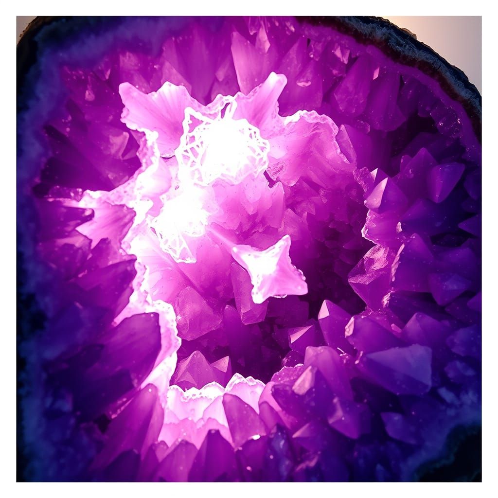 Luminous Amethyst Geode in Ethereal Light
