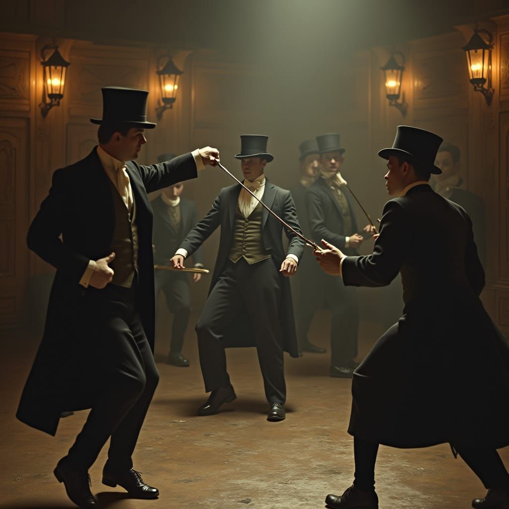 Edwardian Spies Train in a Moody Gymnasium