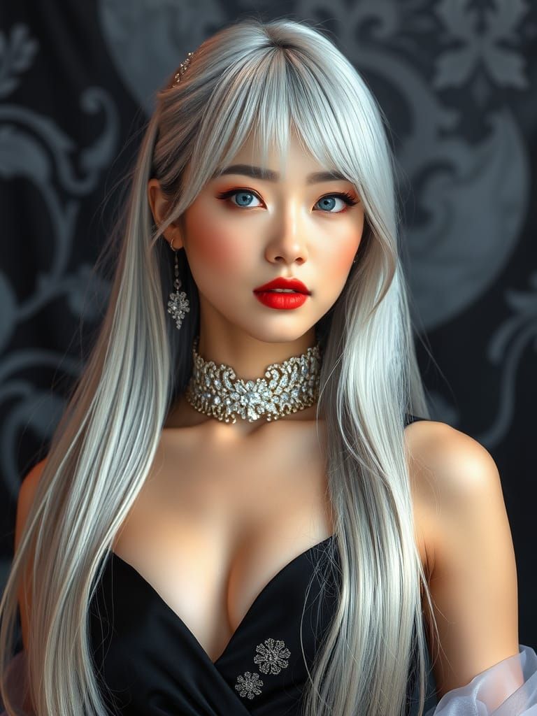 Silver-Haired Himedere in Takashi Murakami Style