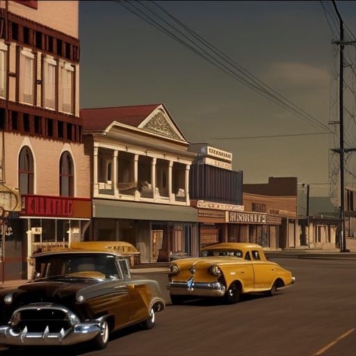 Vintage American Smalltown Scene in a Dramatic Cinematic Sty...