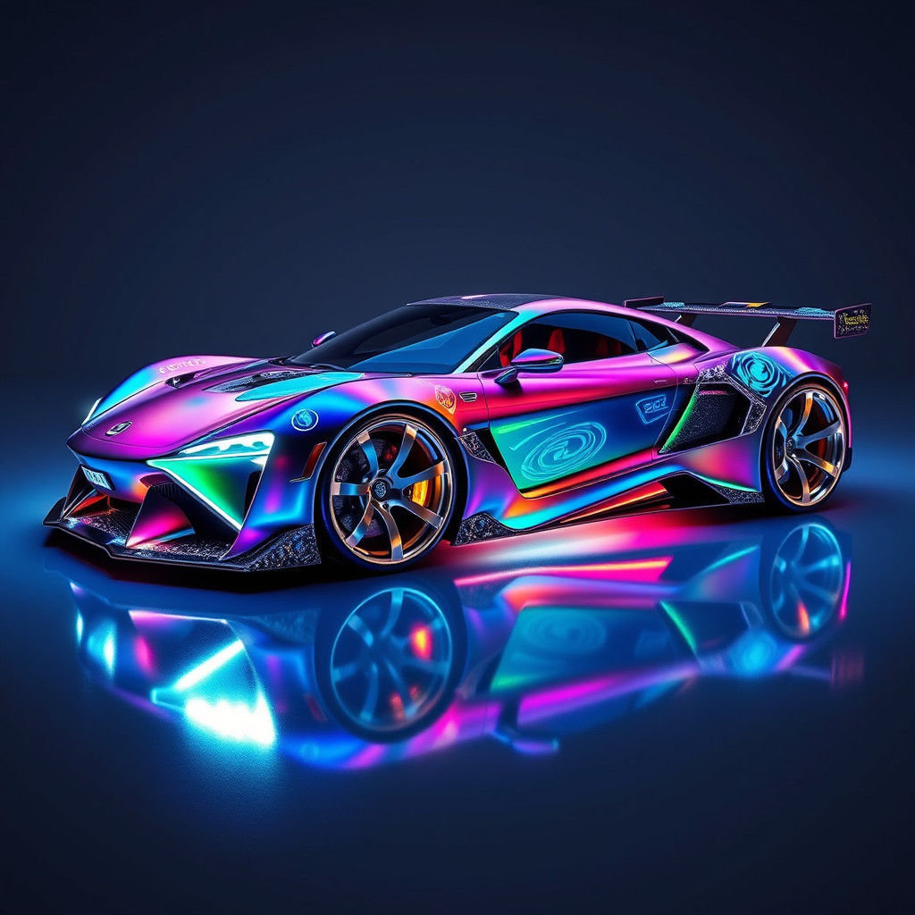 Sleek Futuristic Supercar with Neon Accents