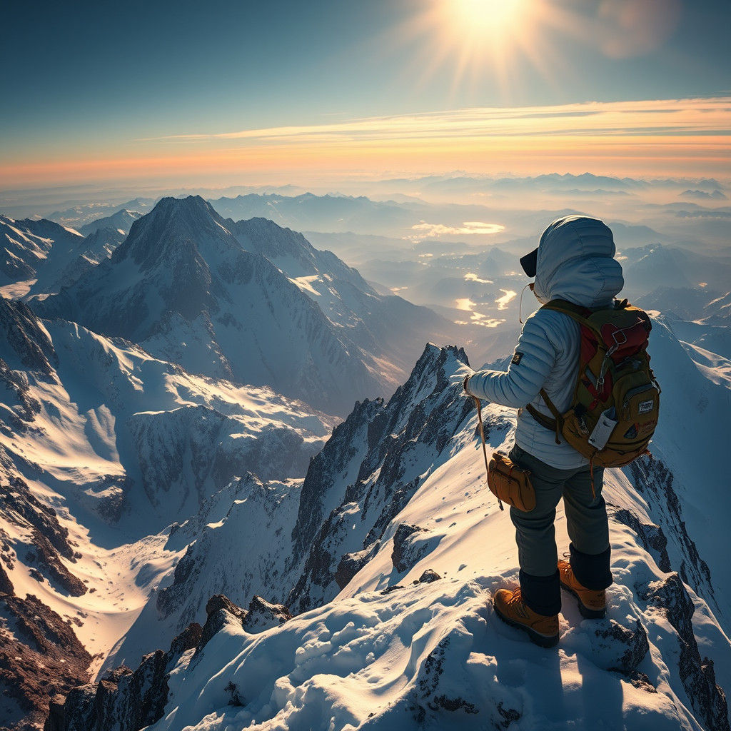 Hyperrealistic Mont Blanc Summit Glimpses Breathtaking Sunsh...