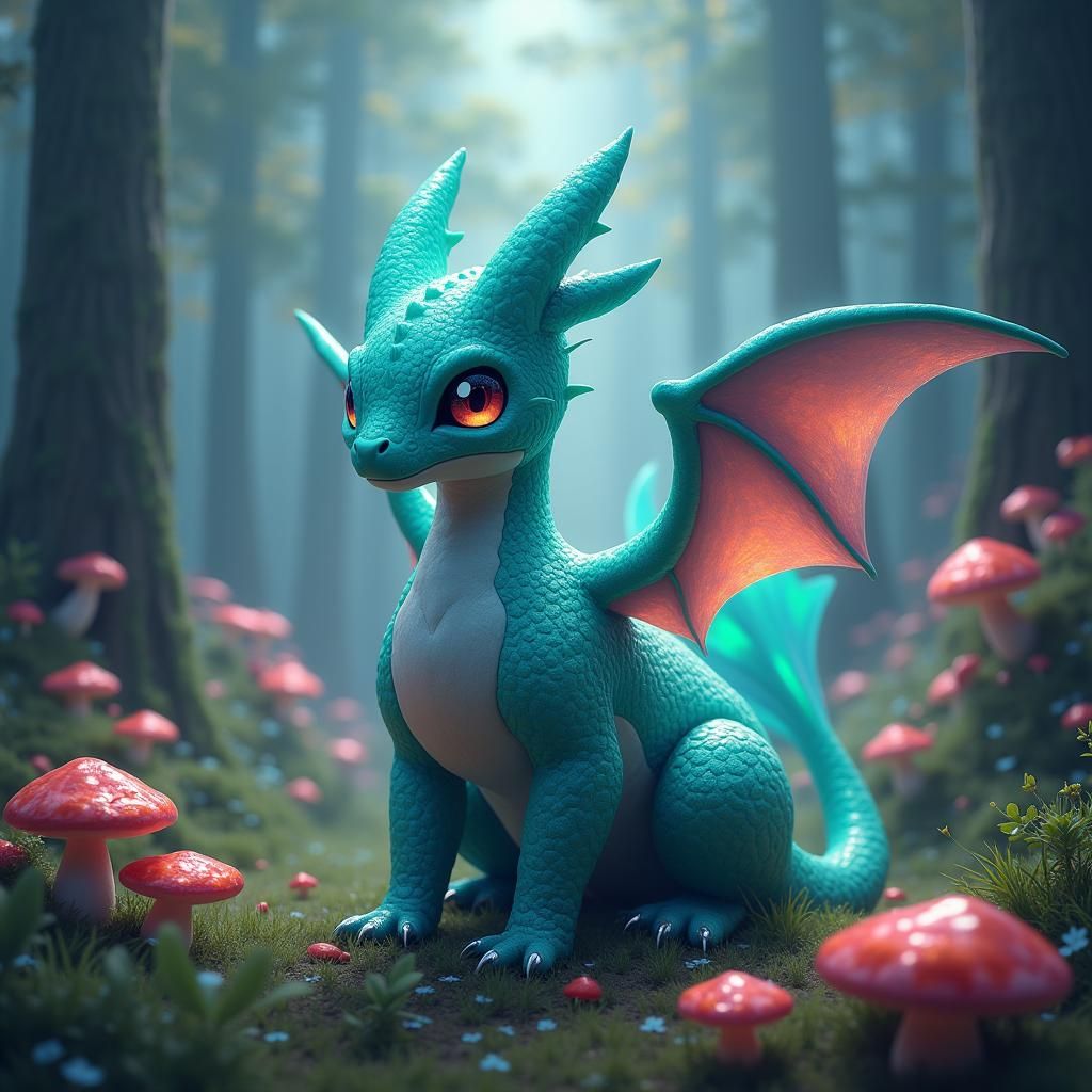 Majestic Pokémon in Dreamlike Fantasy Landscape