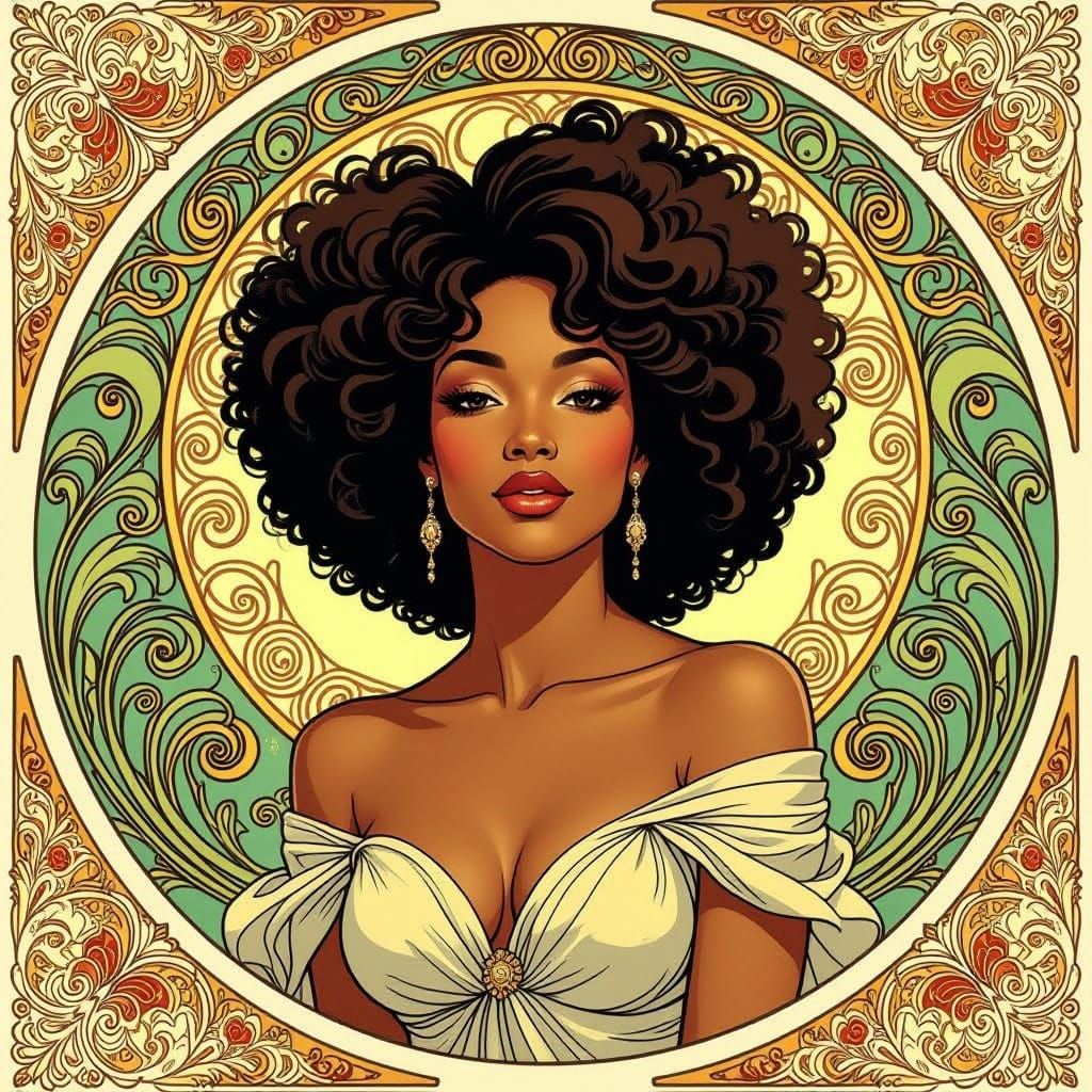 Elegant Woman in Art Nouveau Style