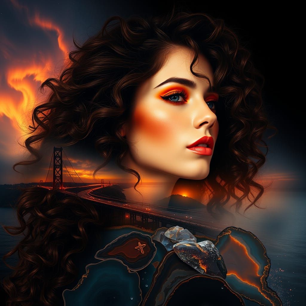 Ethereal Portrait of a Young Woman in Mystical Landscape