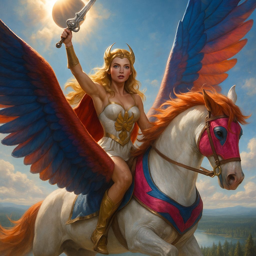She-ra Rides Swift Wind in Hyperrealistic Splash Art