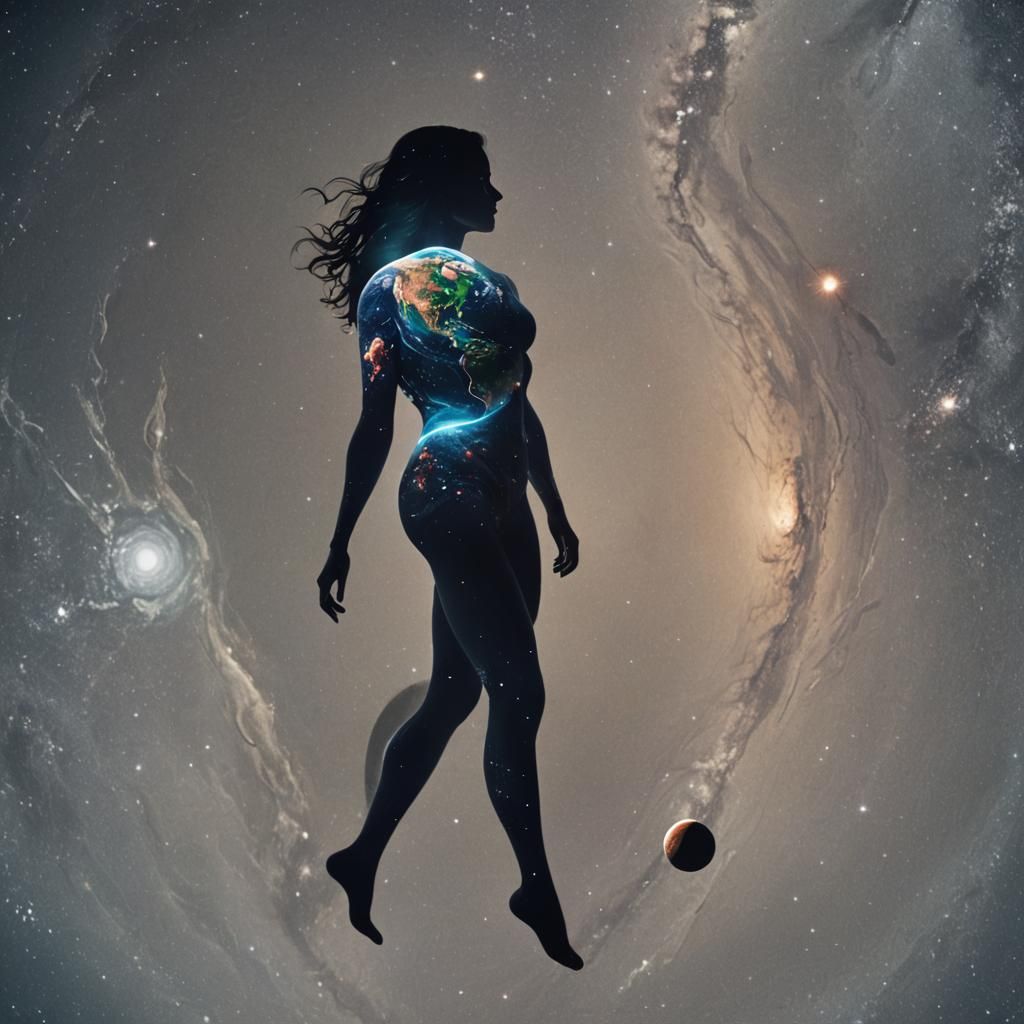 Cosmic Goddess of Earth in Space