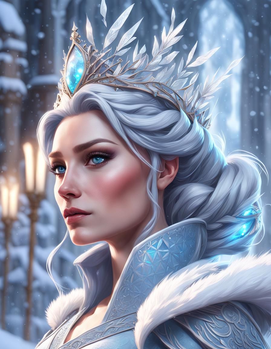 Regal Winter Queen in Stunning 8K Concept Art
