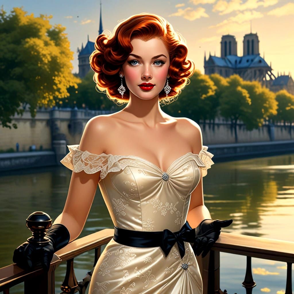 Vintage Parisian Pin-Up Elegance
