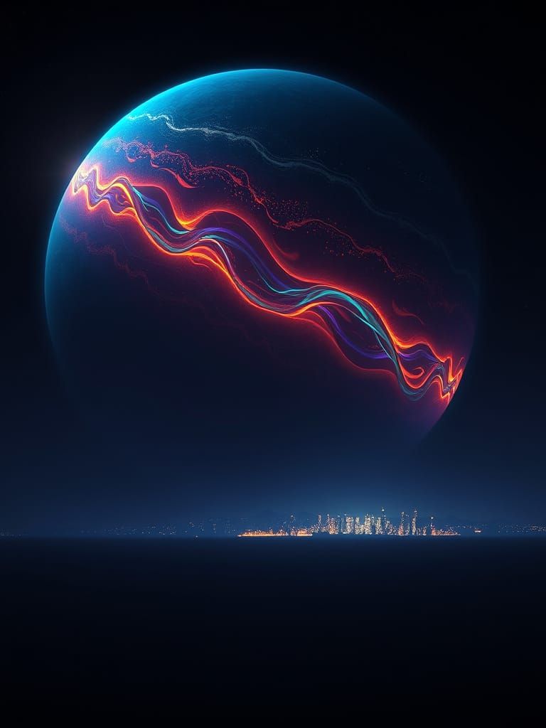 Colossal Alien Planet Rotates in Space, Glowing with Energy