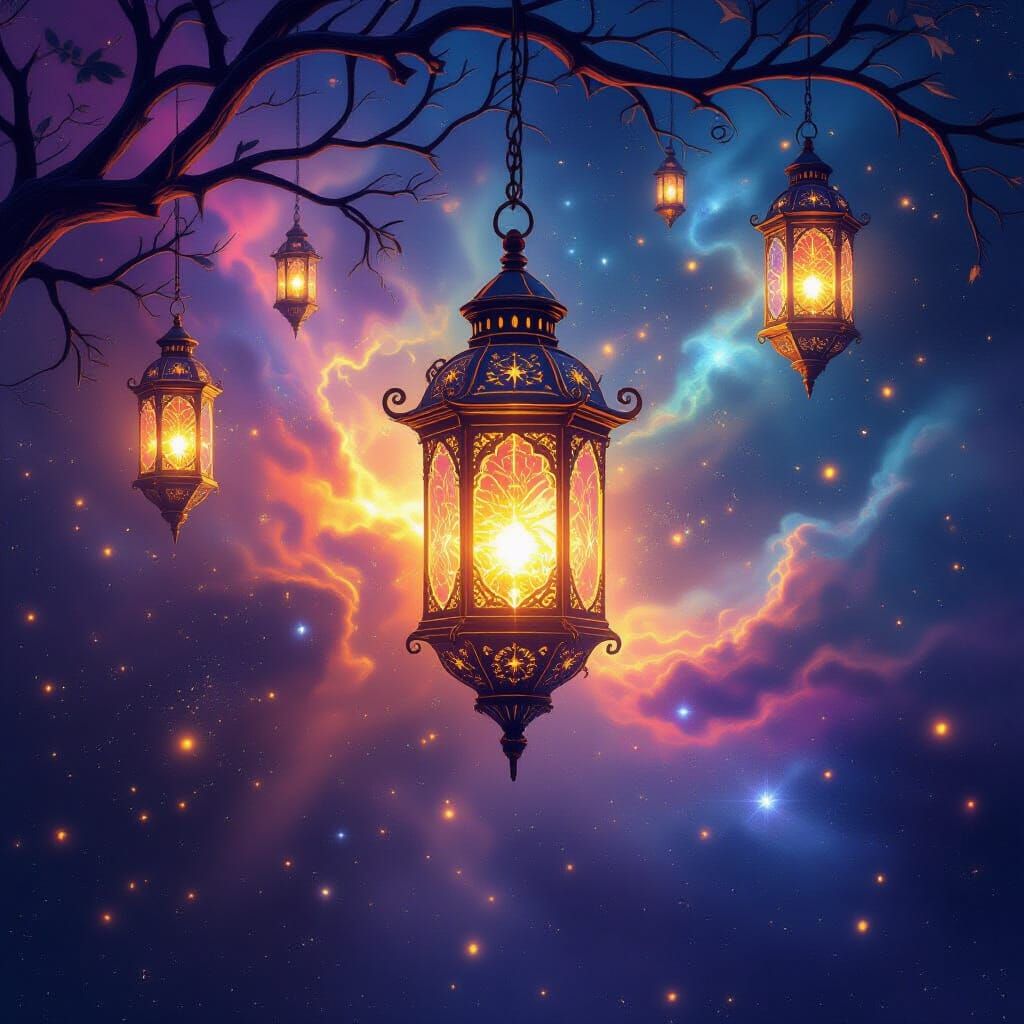 Majestic Cosmic Lantern Shines Through Nebula