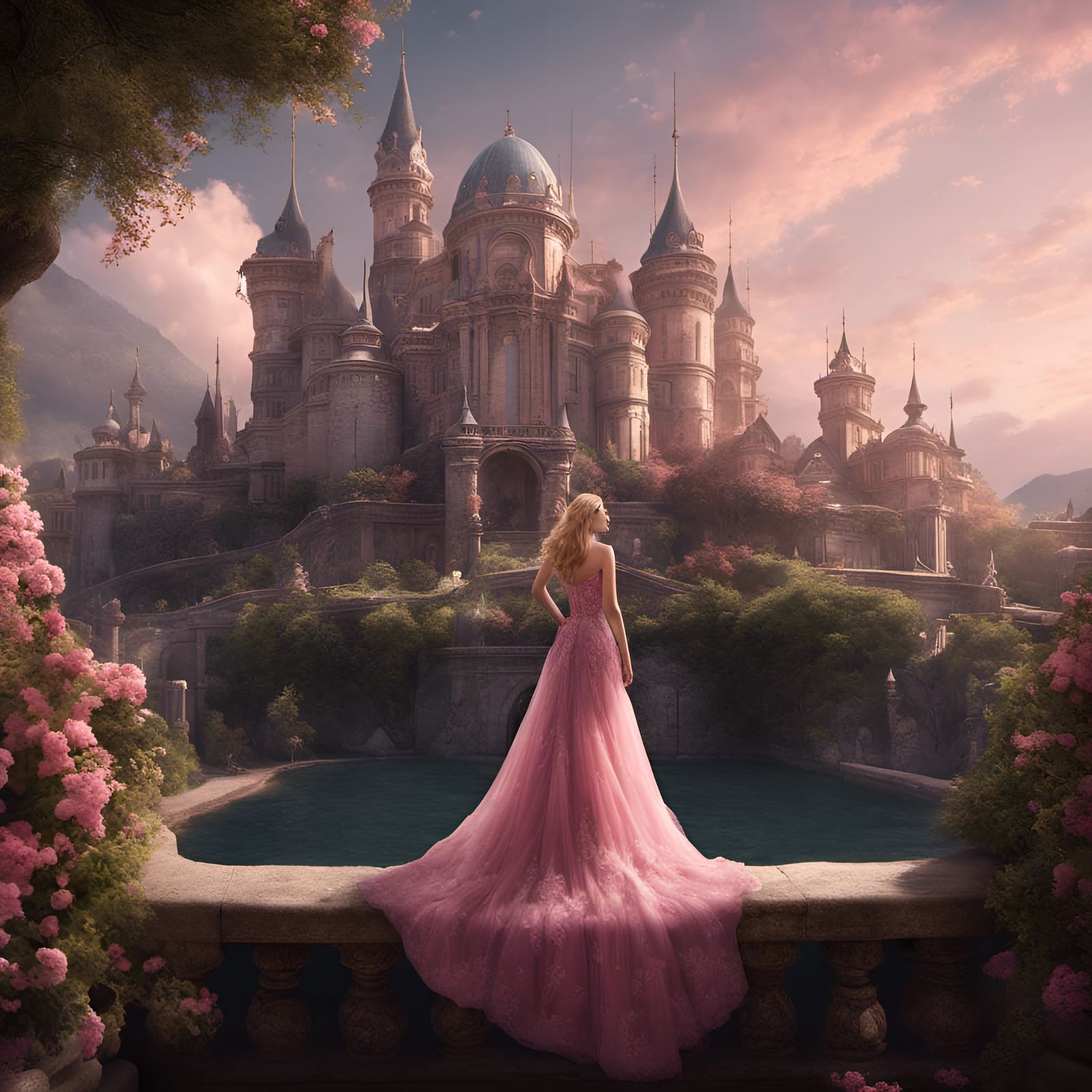 Epic Princess in a Vivid Pink Gown