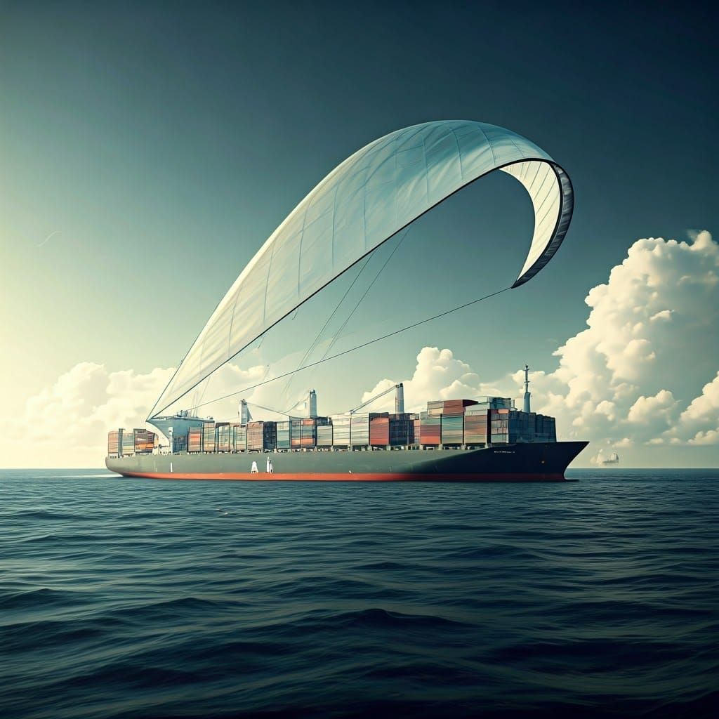 Modern Cargo Ship Unleashes Giant Kite-Sail