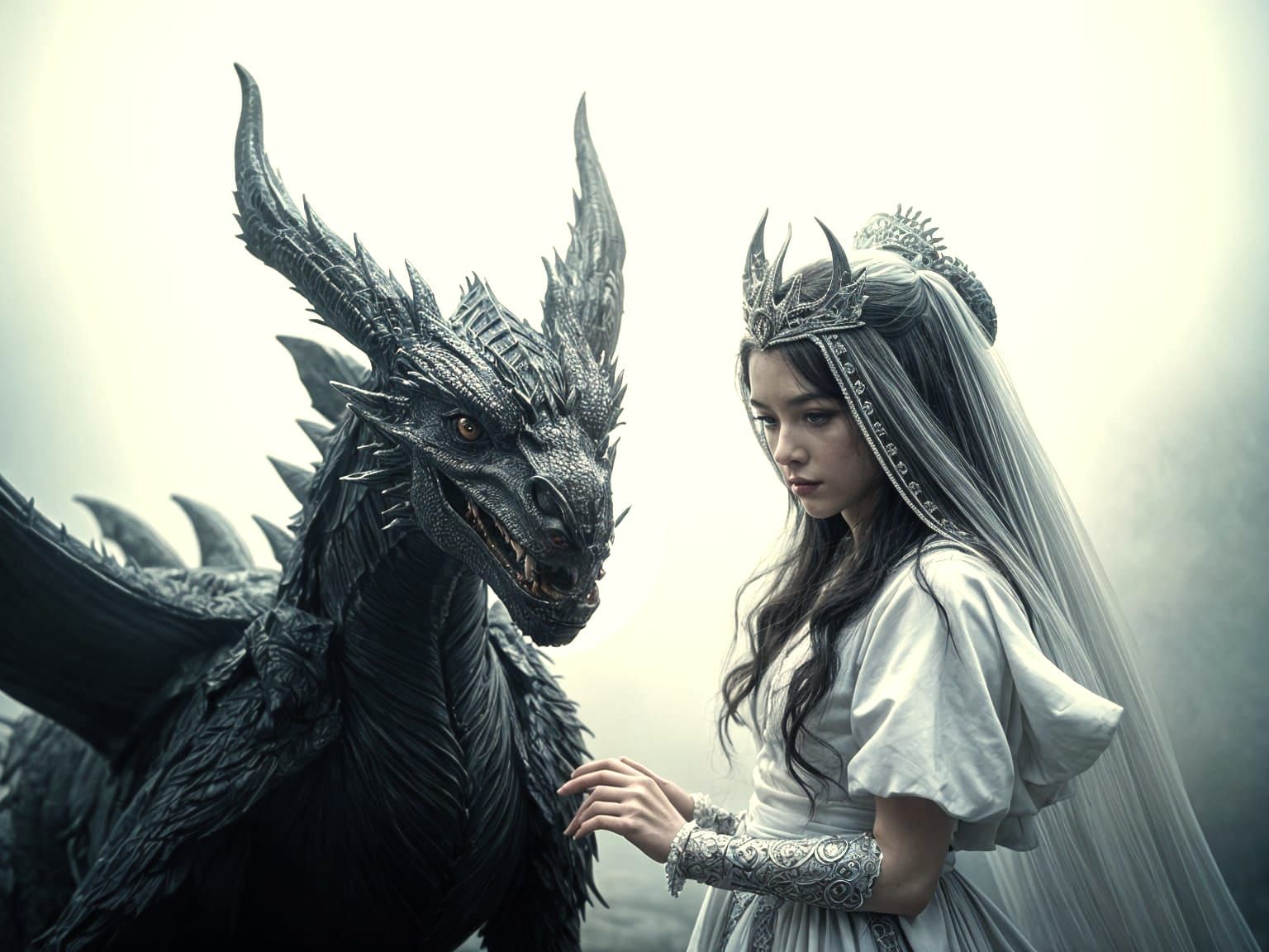 Epic Fantasy Encounter in Soft, Foggy Colors