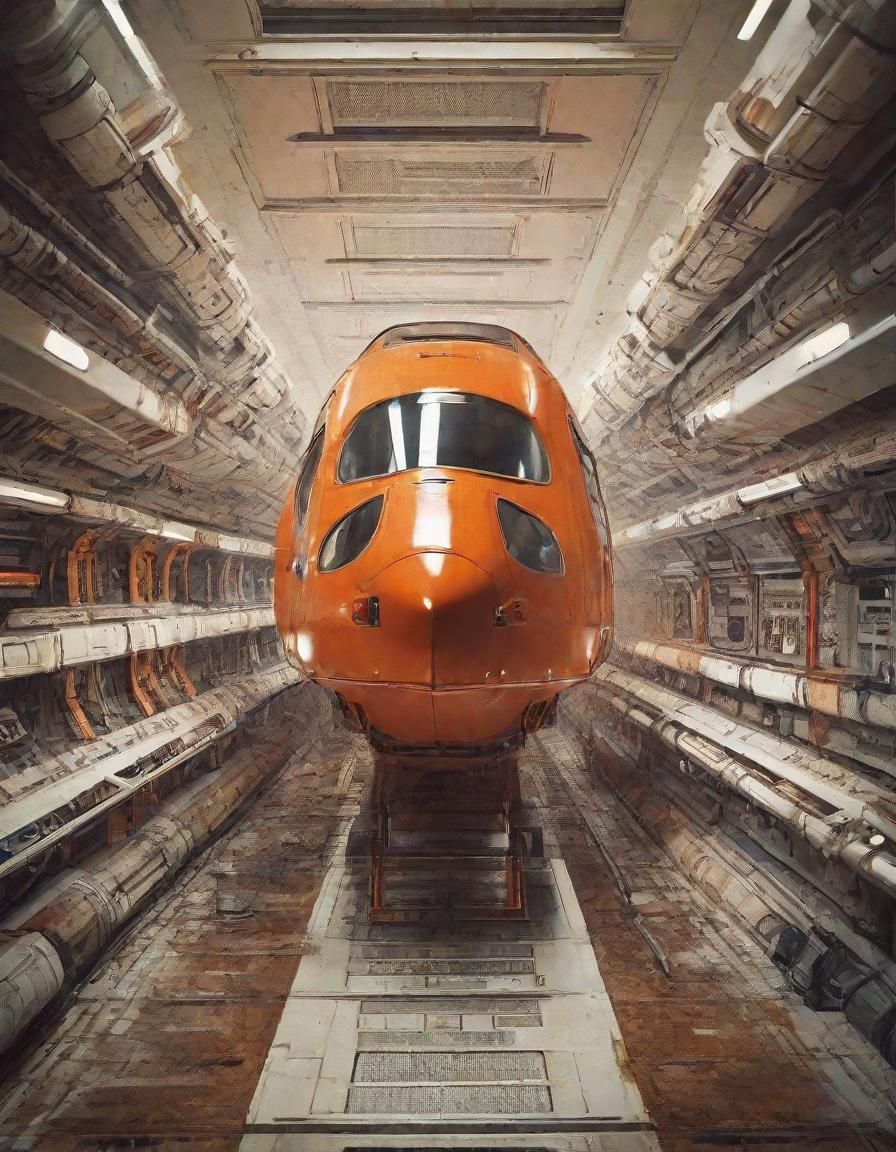 Epic Sci-Fi Spaceship Speeds Through Retro Cosmic Vastness