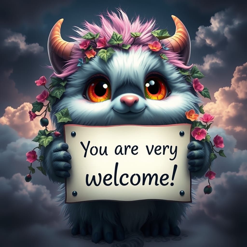 Magical Mythical Creature in a Whimsical Stormy Sky