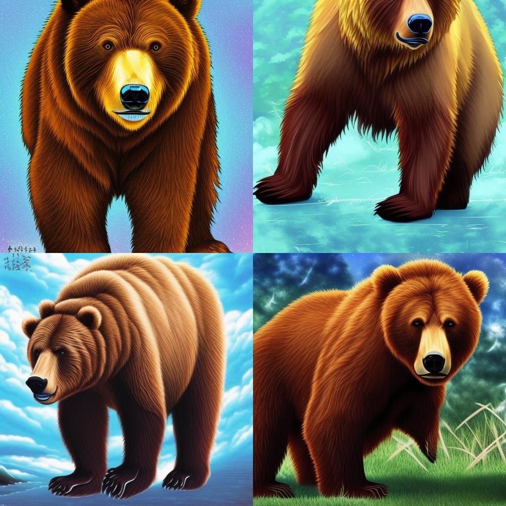 Majestic Kodiak Bear in Anime Style