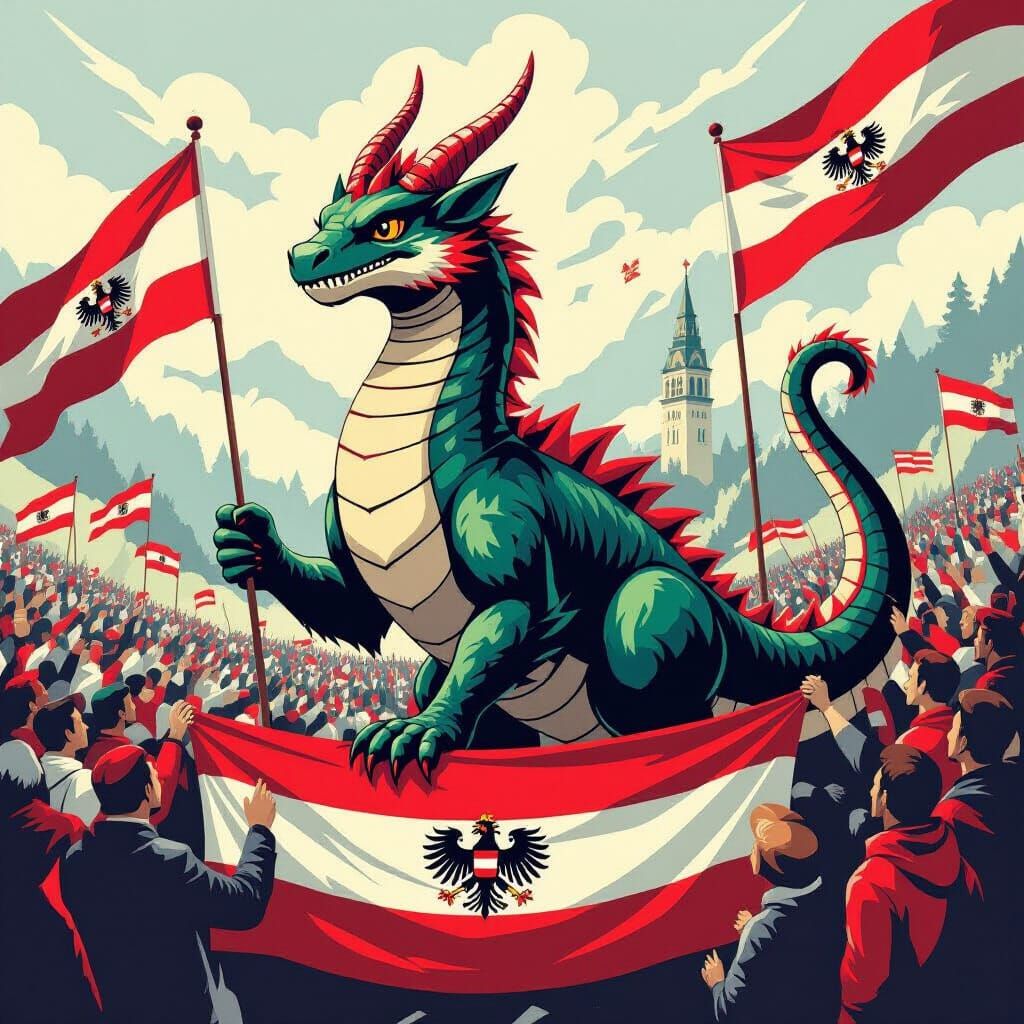 Tatzelwurm: Austrian Olympic Mascot in Folk Art Style