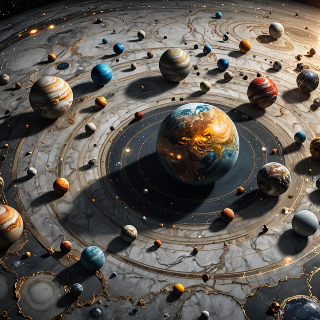 Cosmic Marble Portrait in Epic Digital Style