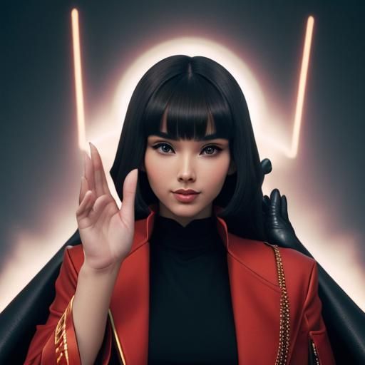 Vulcan Hand Gesture in a Futuristic Aesthetic