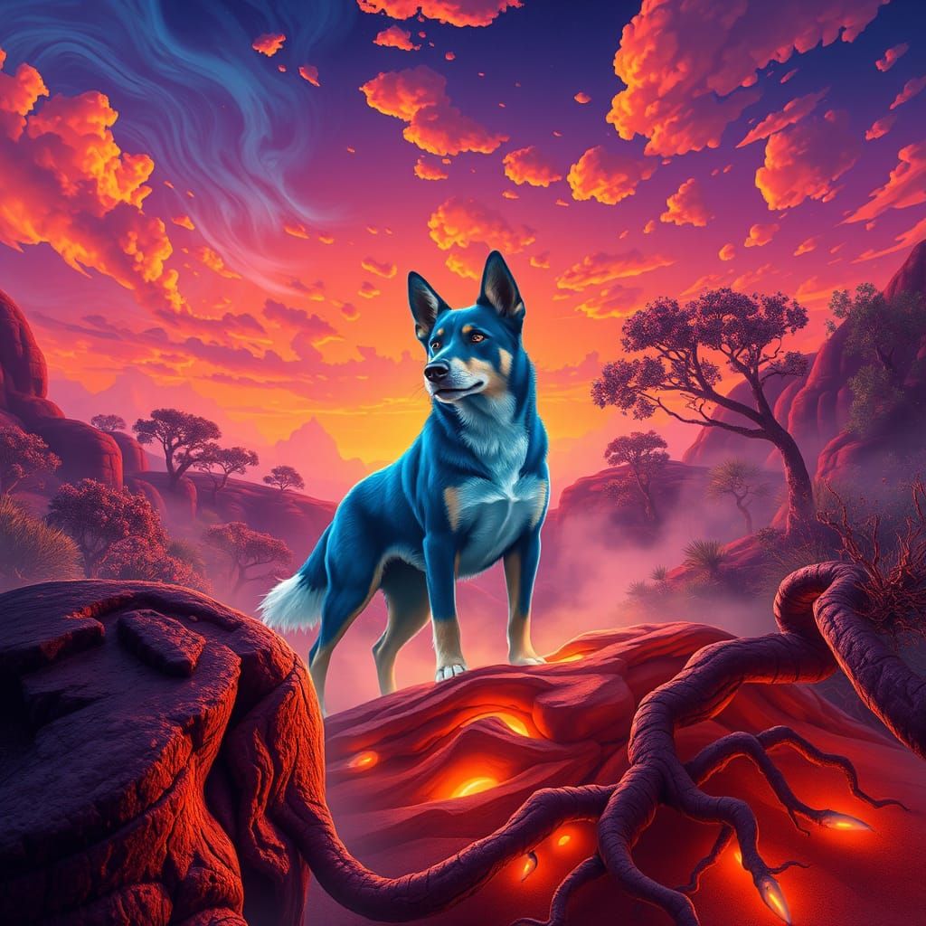 Bluey Hero in Vibrant Australian Fantasy Realm