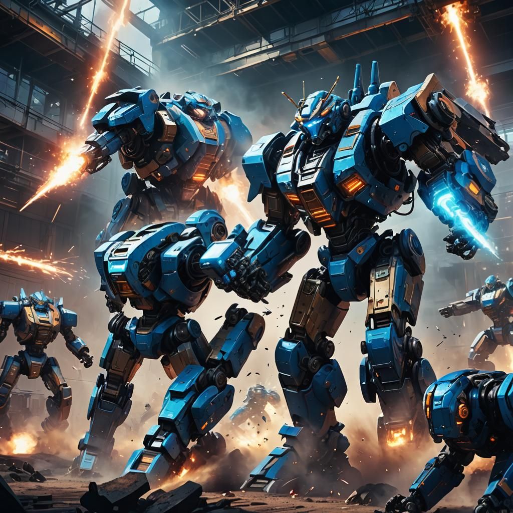 Giant Robots Clash in Futuristic Arena of Mecha Battles