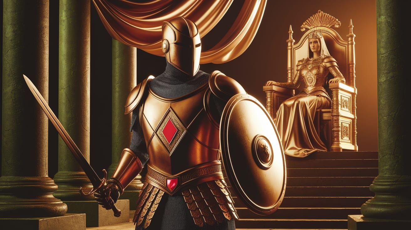 Jack of Diamonds in Armor with Queen of Diamonds