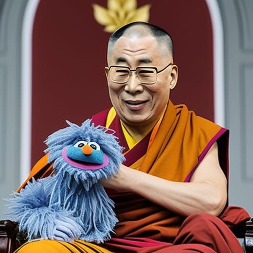 Furry Muppet Portrait of the Dalai Lama