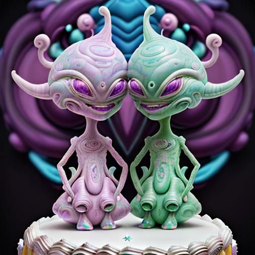 Alien Couple Wedding Cake Topper
