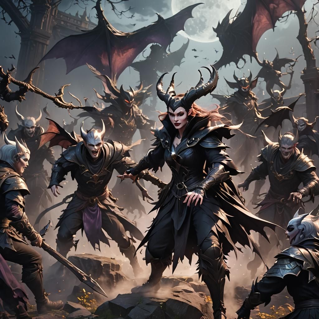 Ethereal Dark Fantasy: Bat Woman Transforms in Moonlit Shado...