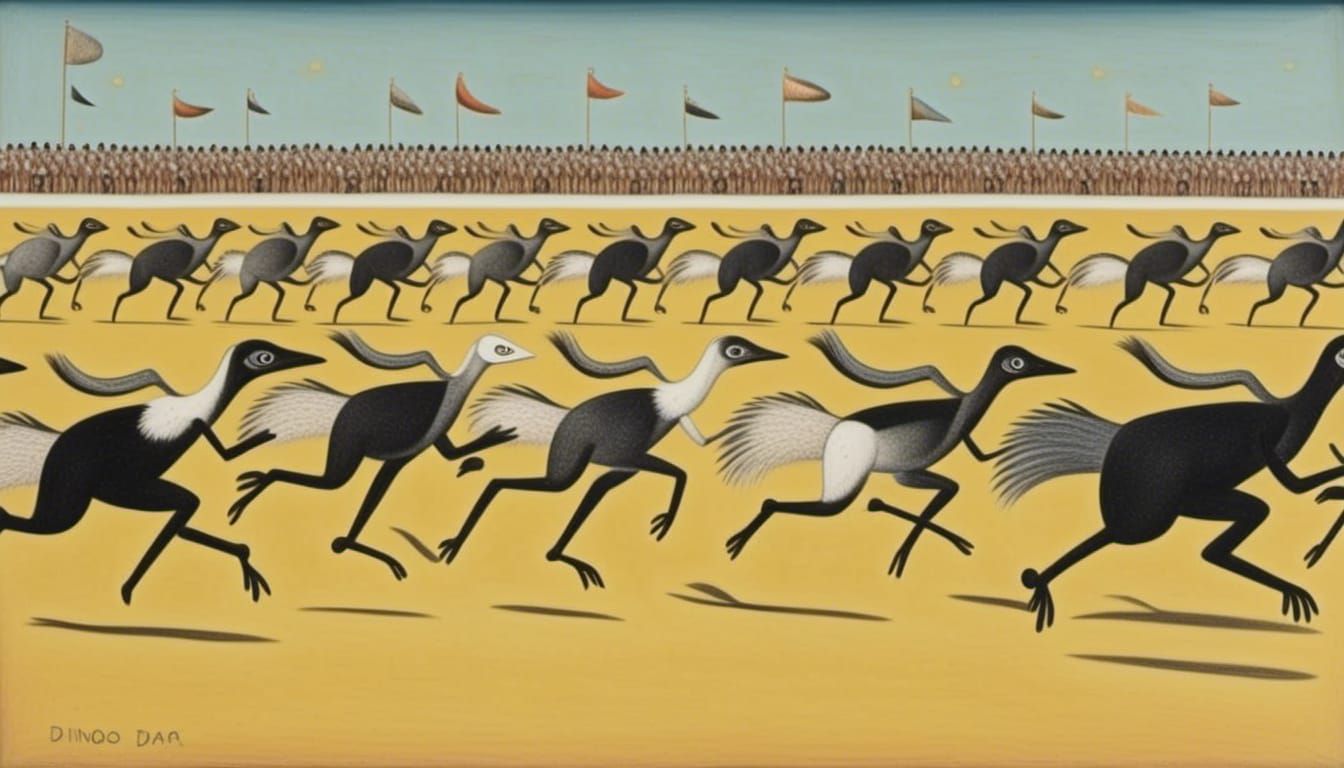 Wild Australian Creatures Clash in a Psychedelic Raceday