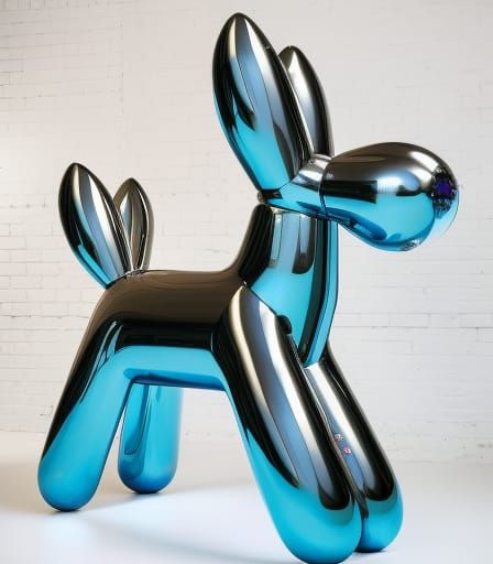 Metallic Balloon Dogs in Vivid Triadic Colors
