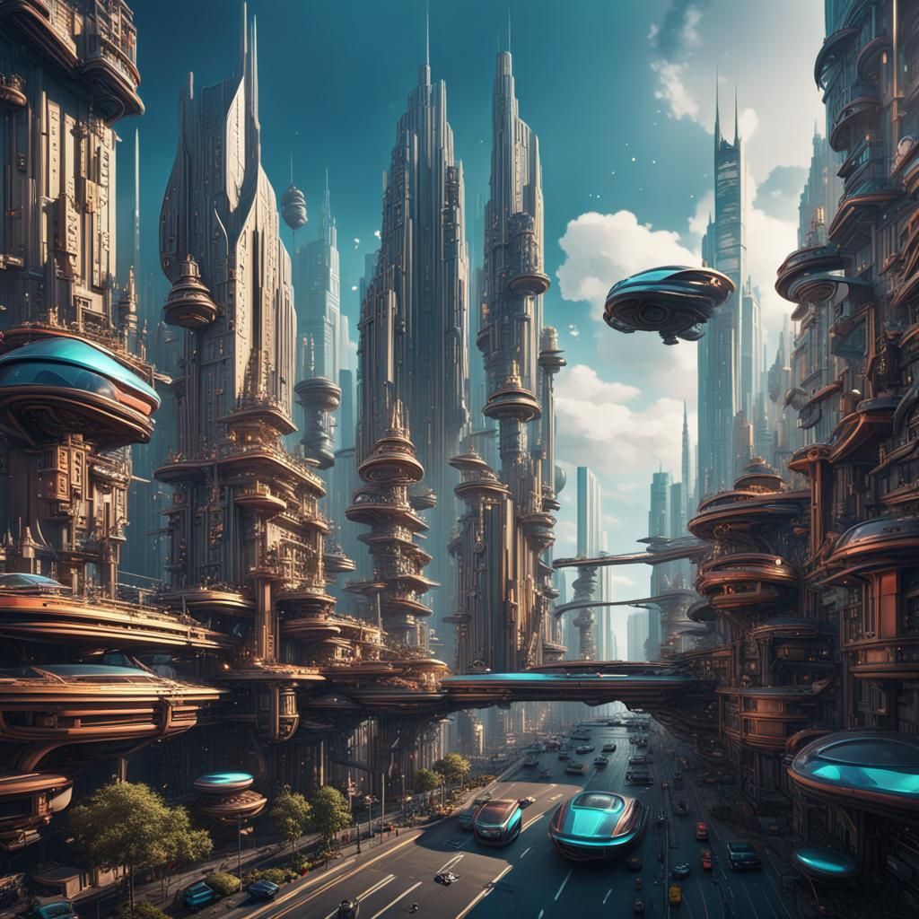 Surreal Futuristic Cityscape in Deep Color