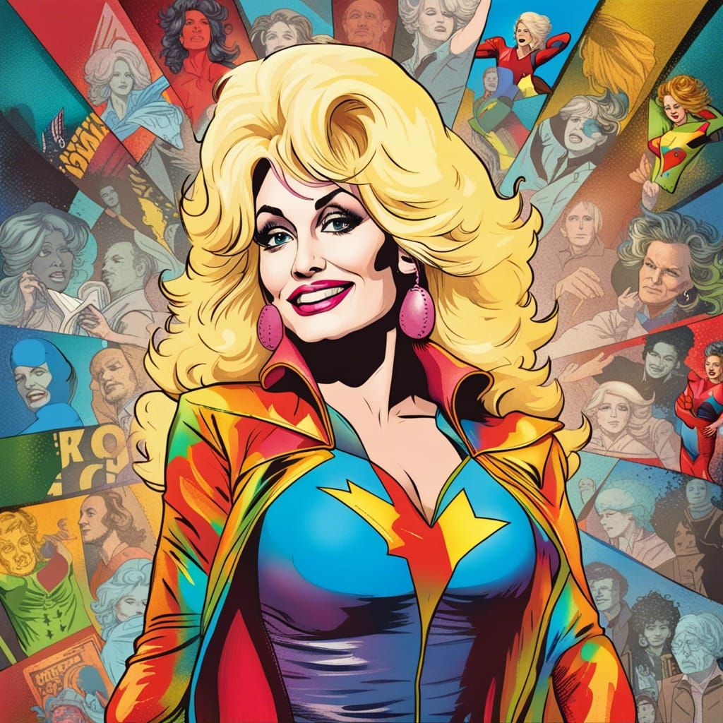 Singer Dolly Parton as a Comic Book Super Hero