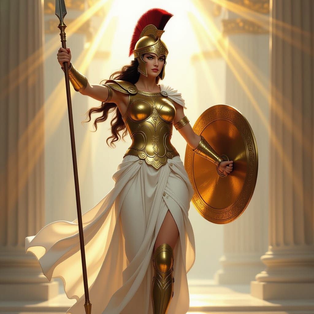 Radiant Goddess Athena in Neo-Classical Style