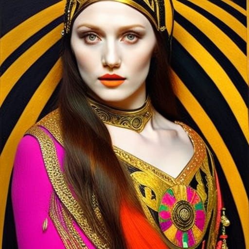 Viking Woman in Klimt-Inspired Hyperrealism