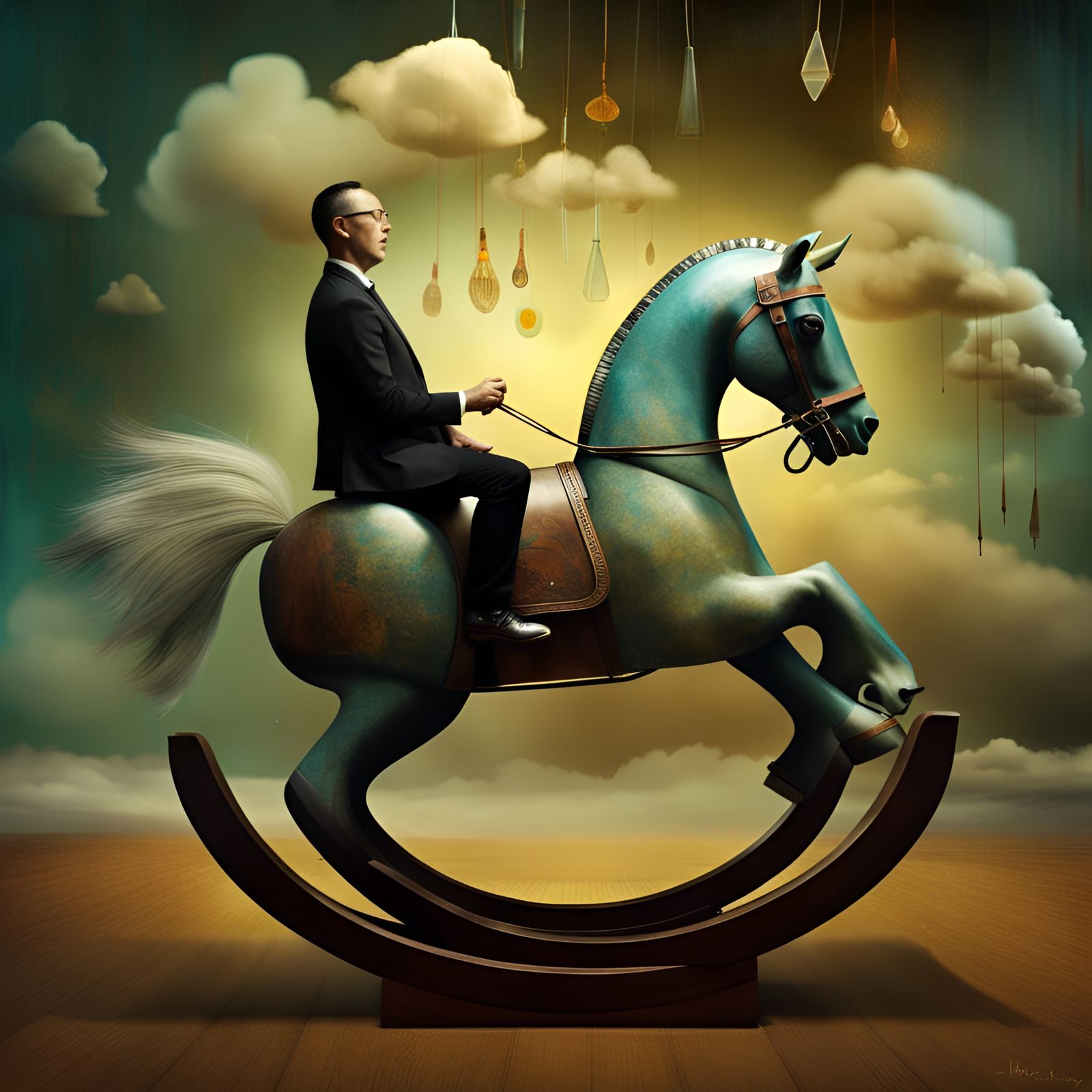 Surreal Electric Rocking Horse Digital Art
